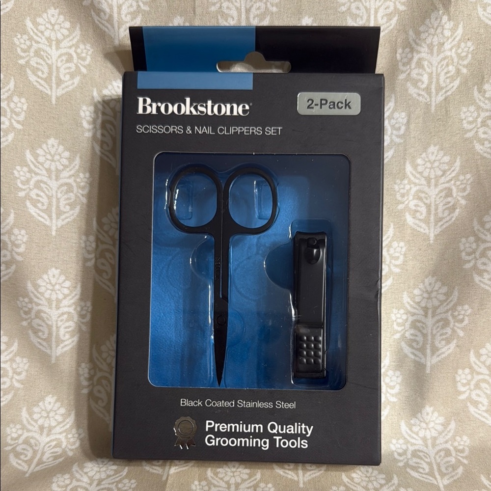 Brookstone Black Scissors & Nail Clippers Set